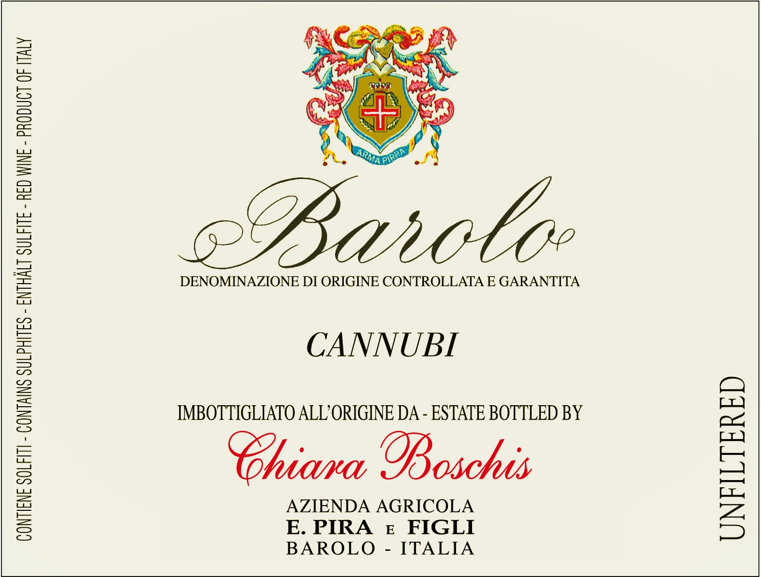 Etichetta Barolo Cannubi Chiara Boschis