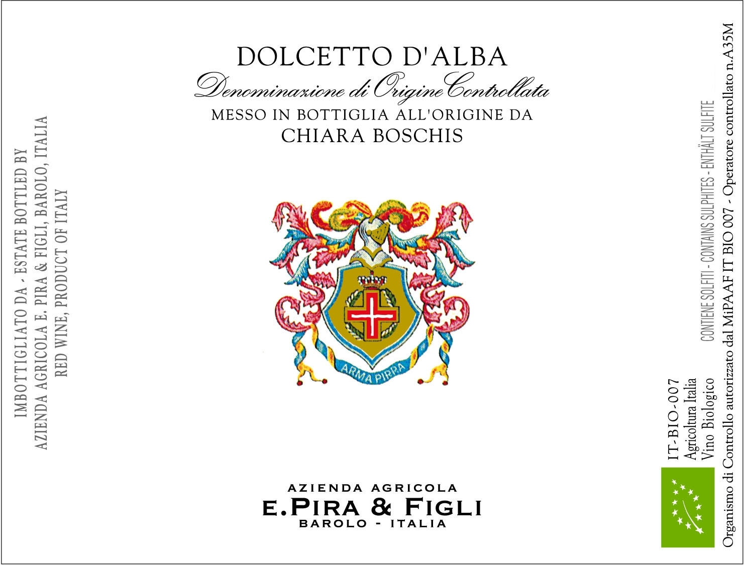 Etichetta Dolcetto d'Alba BIO Chiara Boschis