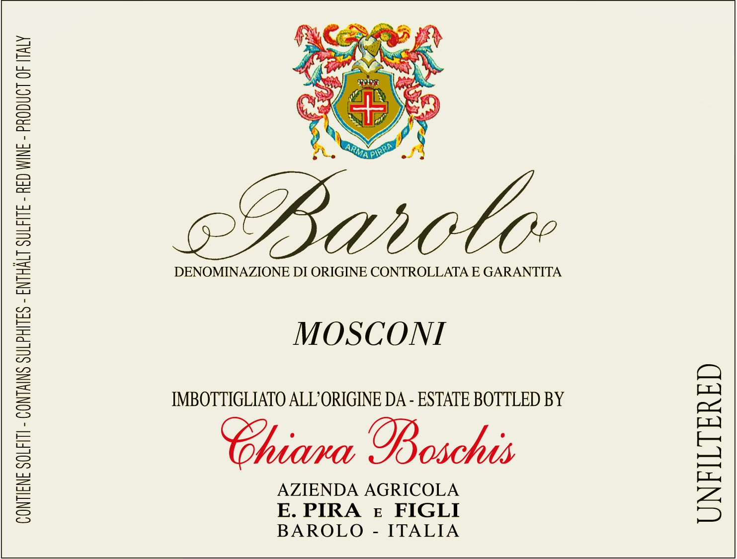 Etichetta Barolo Mosconi Chiara Boschis